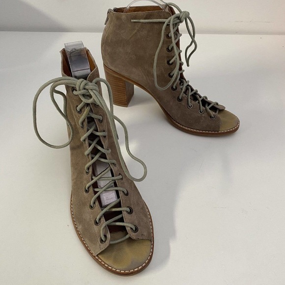 Jeffrey Campbell Cors Lace Up Bootie Sandal Gray Suede Corset Block Heel… - Picture 3 of 10